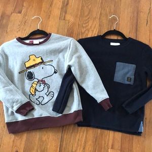 Boys Zara peanuts sweatshirt & navy sweater MED